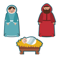 Kids Nativity Mary, Joseph and Jesus 
