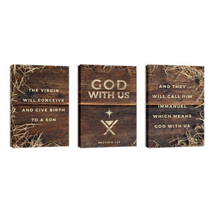 God with Us Straw Triptych 24in x 36in Canvas Prints