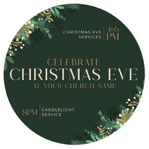 Christmas Eve Gold and Green Circle InviteCards 