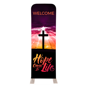 Hope Life Cross Welcome 2' x 6' Sleeve Banner