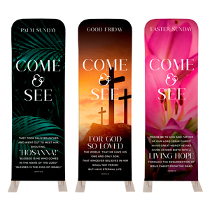 Come And See Flowers Triptych 2' x 6' Sleeve Banner