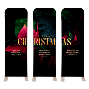 Christmas Poinsettia Triptych 2' x 6' Sleeve Banner