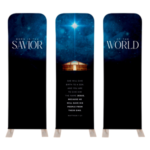 Savior of the World Triptych 2' x 6' Sleeve Banner