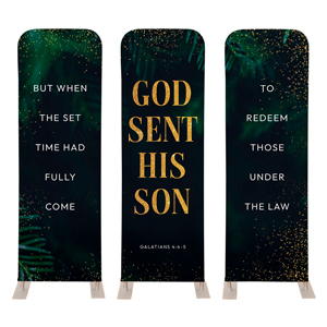 Green Pine Christmas Triptych 2' x 6' Sleeve Banner