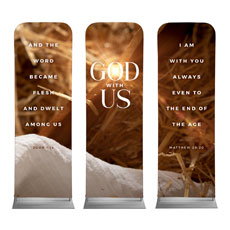 God With Us Manger Gold Triptych 