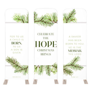 Christmas Green Pine Triptych 2' x 6' Sleeve Banner