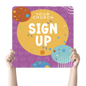 Confetti Kids Sign Up Square Handheld Signs