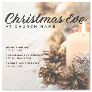 Christmas Eve Snowy Candle 3.75" x 3.75" Square InviteCards