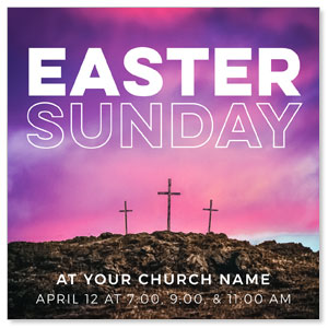 Three Crosses Outline 3.75" x 3.75" Square InviteCards