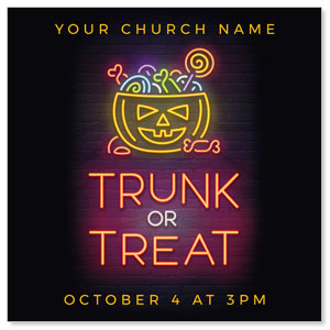 Trunk or Treat Neon 3.75" x 3.75" Square InviteCards