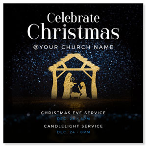 Celebrate Christmas Manger 3.75" x 3.75" Square InviteCards