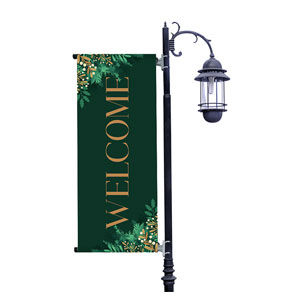 Christmas Gold and Green Light Pole Banners