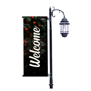 Christmas Red Berries Light Pole Banners
