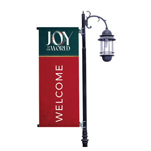 Joy to the World Wreath Light Pole Banners