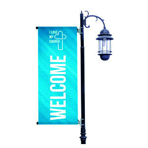 I Love My Church Blue Light Pole Banners