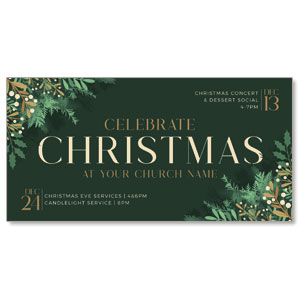 Christmas Gold and Green 11" x 5.5" Oversized Postcards