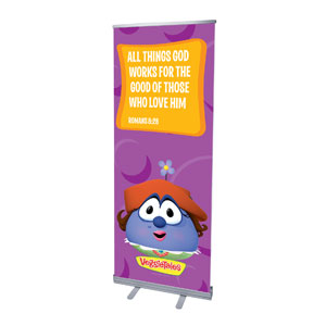 VeggieTales Romans 8:28 2'7" x 6'7"  Vinyl Banner