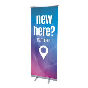 Bright Gradient New Here 2'7" x 6'7"  Vinyl Banner