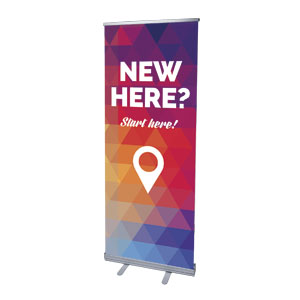 Geometric Bold New Here 2'7" x 6'7"  Vinyl Banner