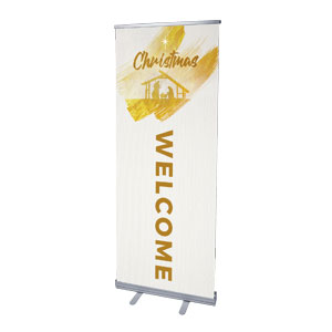 Christmas Gold Brush Stroke 2'7" x 6'7"  Vinyl Banner