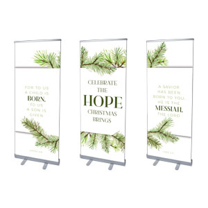 Christmas Green Pine Triptych 2'7" x 6'7"  Vinyl Banner