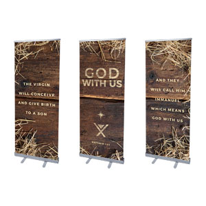God with Us Straw Triptych 2'7" x 6'7"  Vinyl Banner