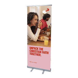 Alpha Unpack Christian Faith 2'7" x 6'7"  Vinyl Banner