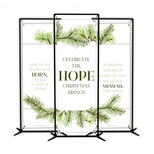 Christmas Green Pine Triptych 2' x 6' Banner