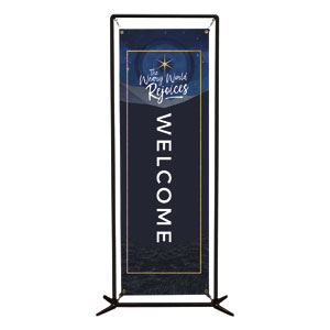 Weary World Rejoices Blue 2' x 6' Banner