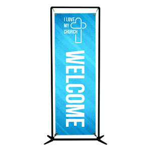 I Love My Church Blue 2' x 6' Banner