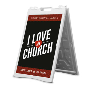 I Love My Church Heart 2' x 3' Street Sign Banners