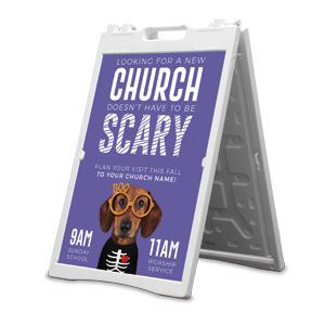 New Church Fall Dog 2' x 3' Street Sign Banners