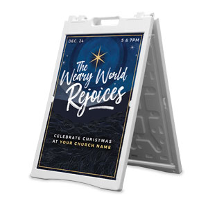 Weary World Rejoices Blue 2' x 3' Street Sign Banners
