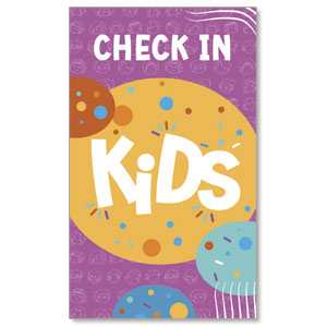 Confetti Kids Check In 3 x 5 Vinyl Banner
