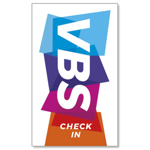 Vibrant Shapes VBS Check In 3 x 5 Vinyl Banner
