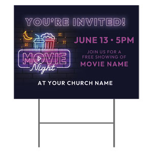 Neon Movie Night 18"x24" YardSigns