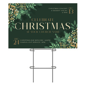 Christmas Gold and Green 36"x23.5" Large YardSigns